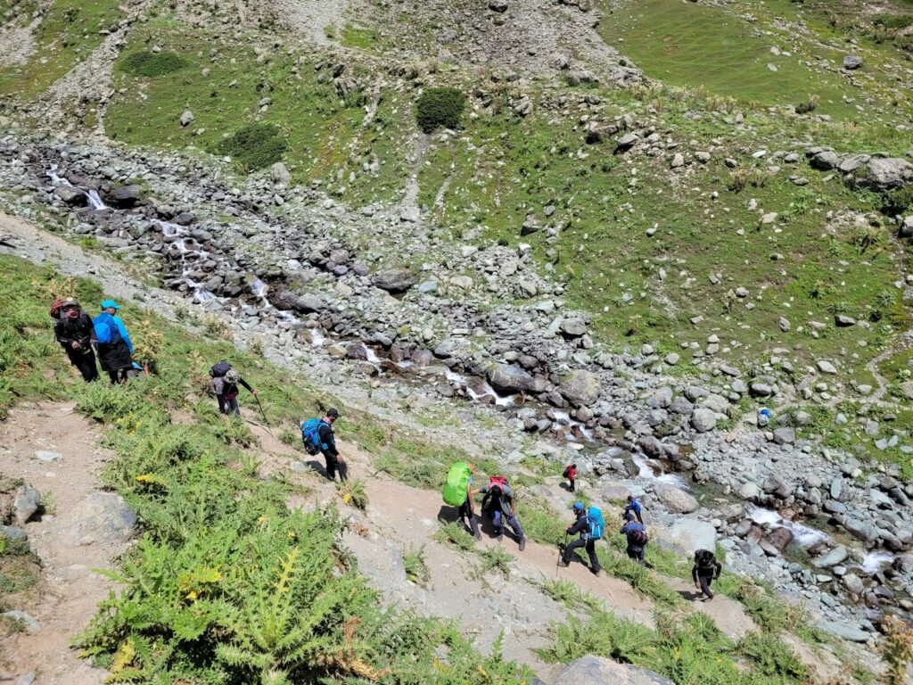 a group of people hiking