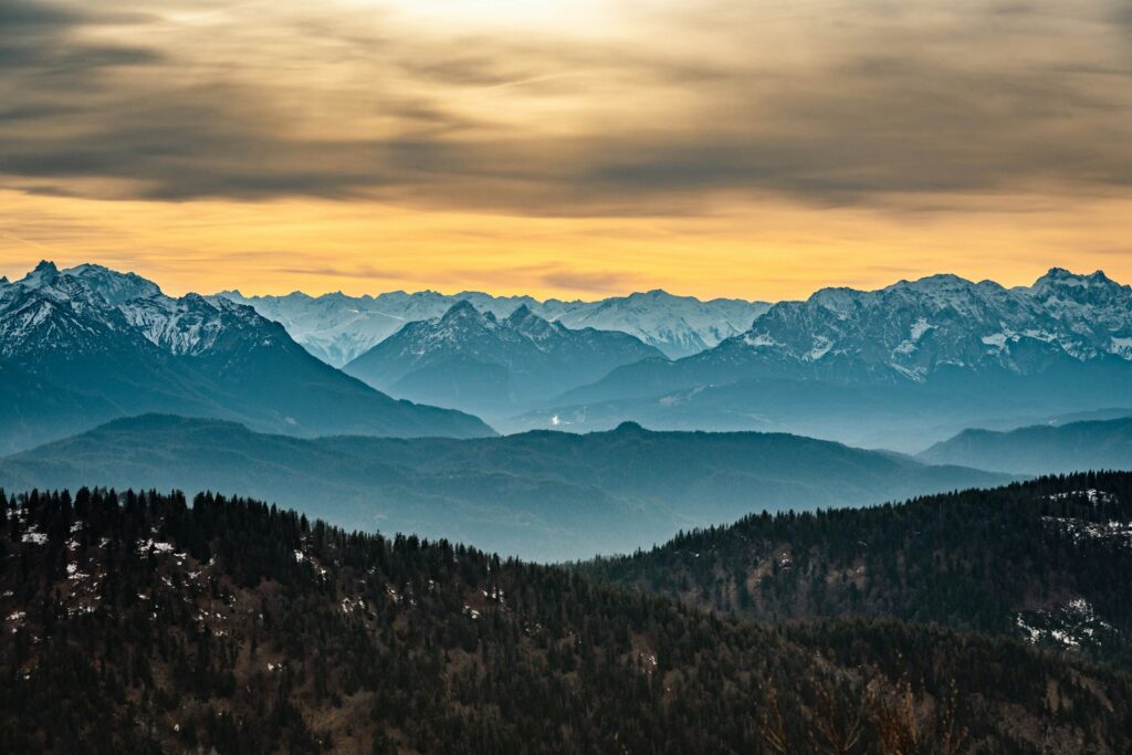 a view of a mountain range from a distance