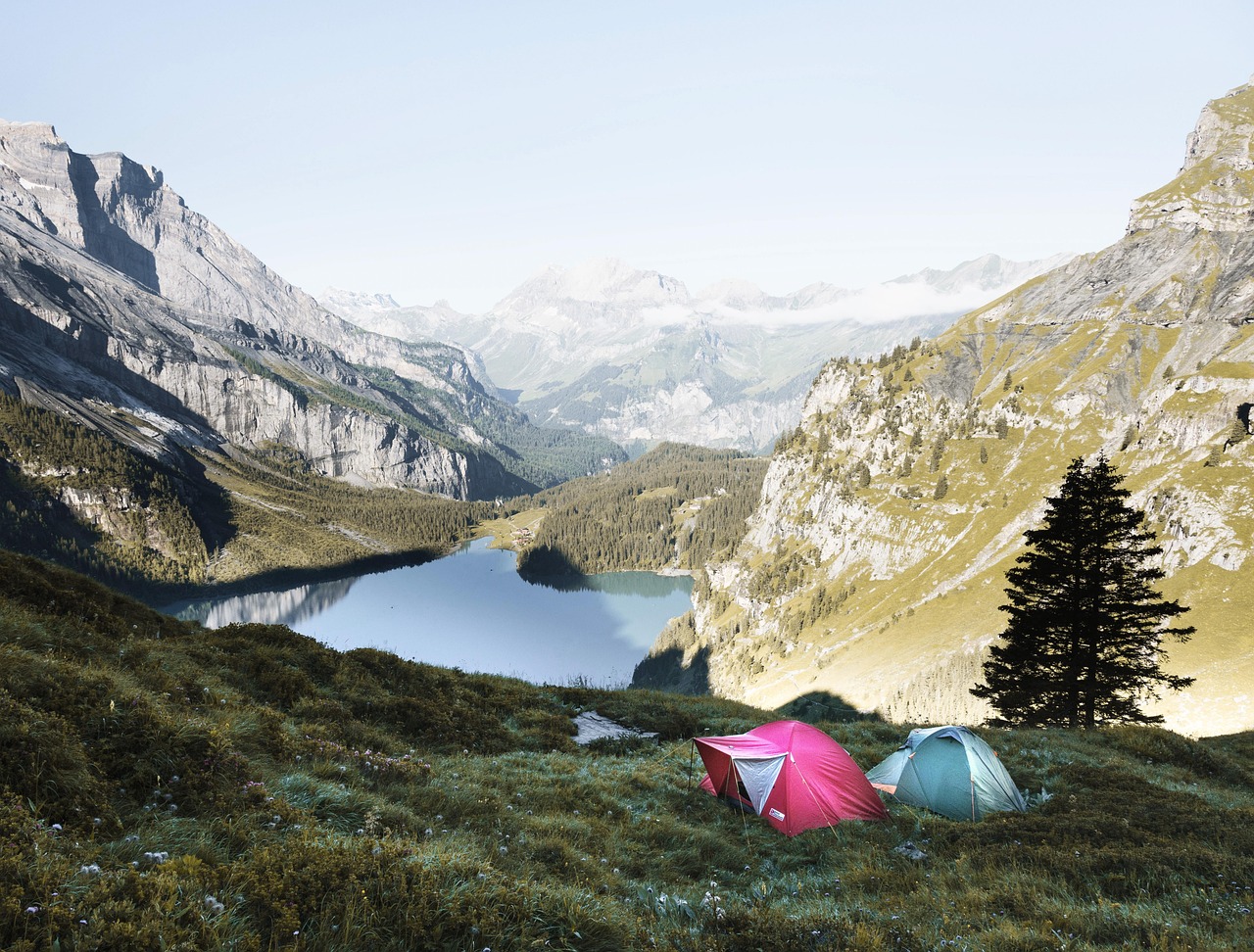 adventure, nature, camping, mountains, tents, camping tents, campsite, lake, cliffs, hike, landscape, mountain, outdoors, recreation, scenic, travel, valley